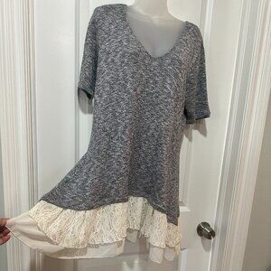 New Shannon Ford New York Black & White Knit Mini w/Lace Ruffle, Size XL (NWOT)